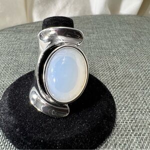 Fashion Jewelry Ladys Contemporary Style Opal
Stone Set In Silver Plated Metal